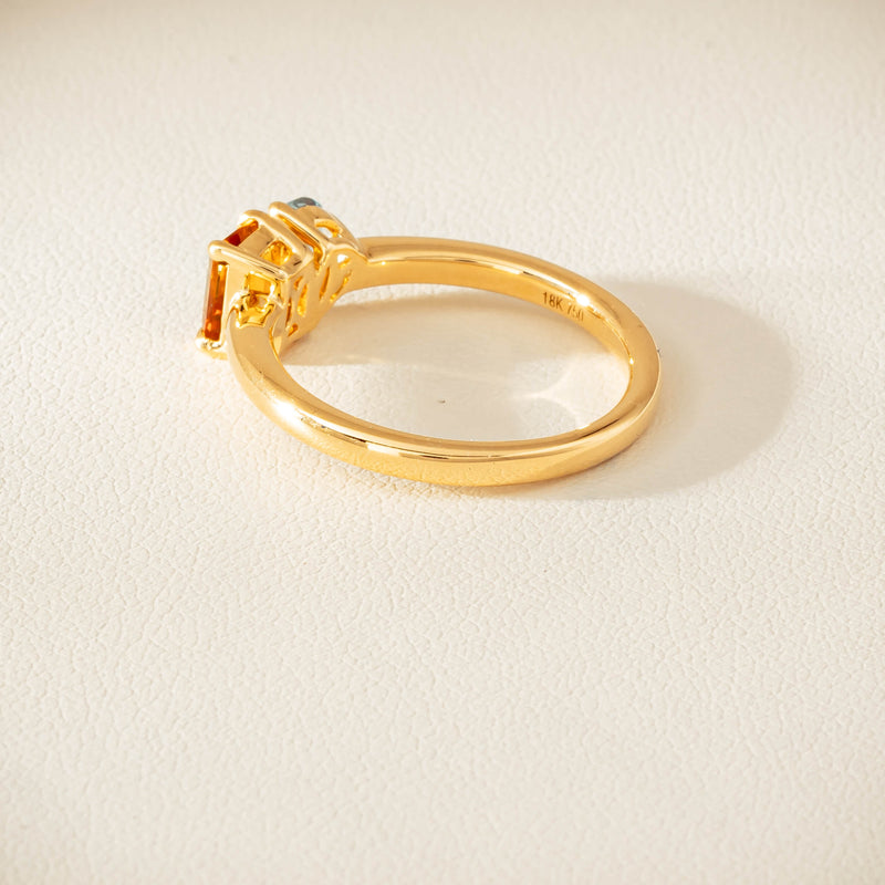 18ct Yellow Gold Citrine & Aquamarine Toi et Moi Ring - Ring - Walker & Hall