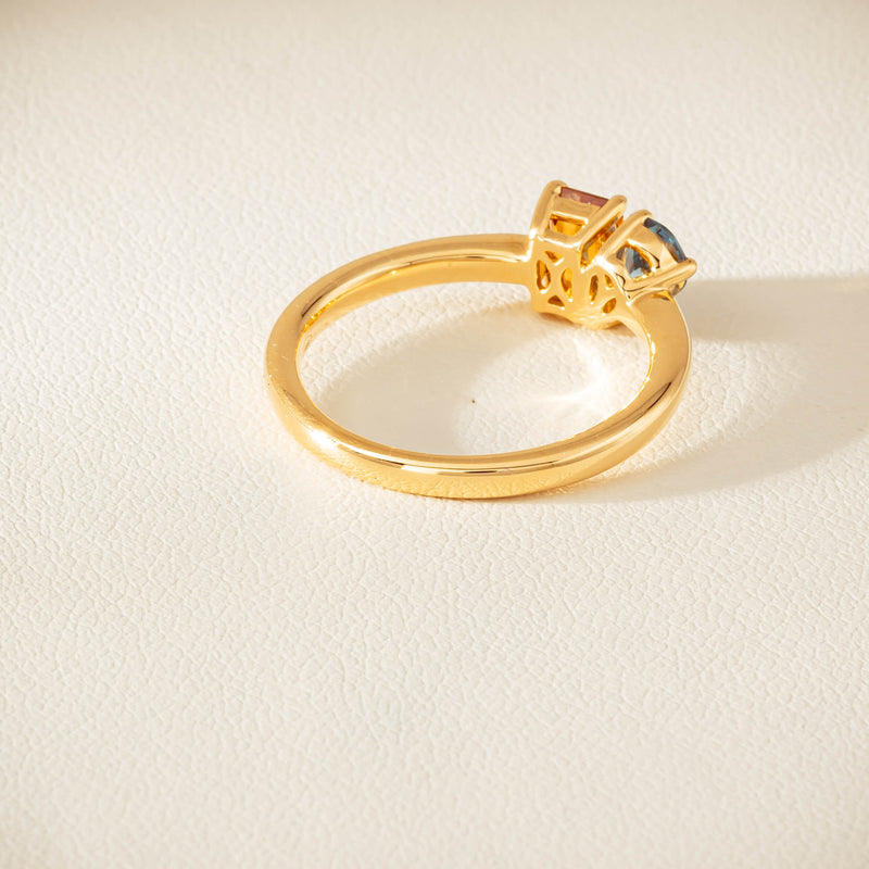 18ct Yellow Gold Citrine & Aquamarine Toi et Moi Ring - Ring - Walker & Hall