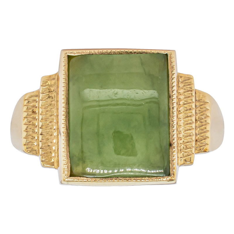 Vintage 9ct Yellow Gold Greenstone Ring - Ring - Walker & Hall