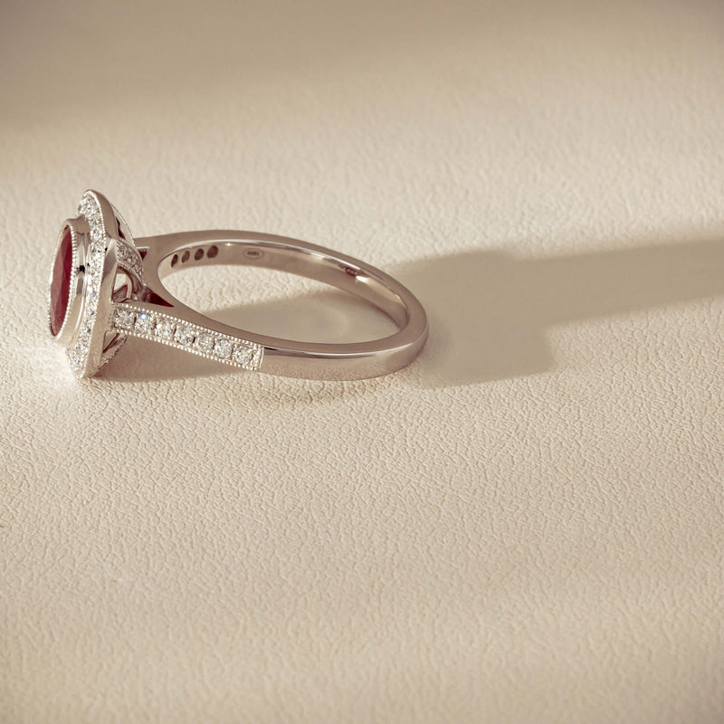 18ct White Gold 2.04ct Ruby & Diamond Cluster Ring - Ring - Walker & Hall