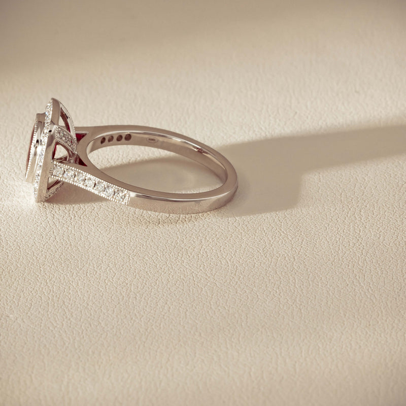 18ct White Gold 2.04ct Ruby & Diamond Cluster Ring - Ring - Walker & Hall