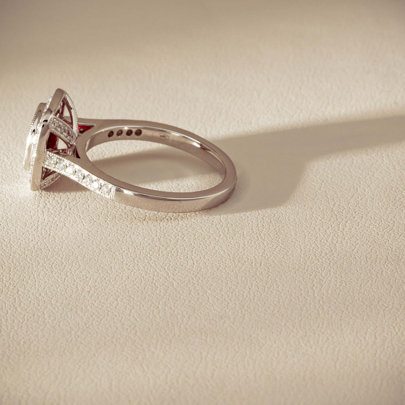 18ct White Gold 2.04ct Ruby & Diamond Cluster Ring - Ring - Walker & Hall