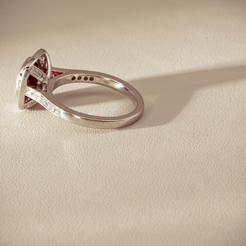 18ct White Gold 2.04ct Ruby & Diamond Cluster Ring - Ring - Walker & Hall