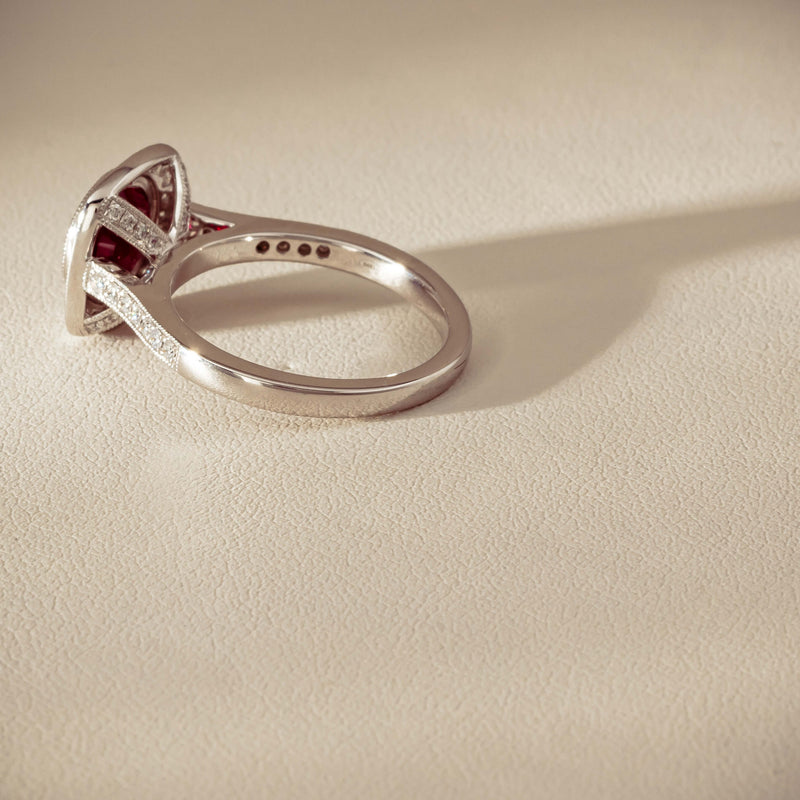 18ct White Gold 2.04ct Ruby & Diamond Cluster Ring - Ring - Walker & Hall