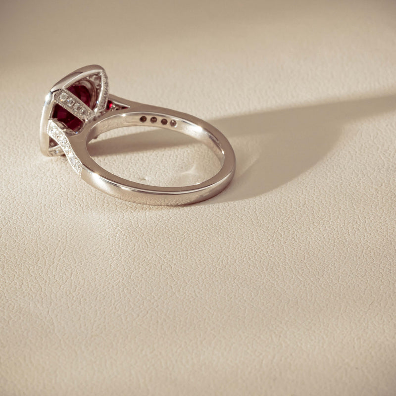 18ct White Gold 2.04ct Ruby & Diamond Cluster Ring - Ring - Walker & Hall