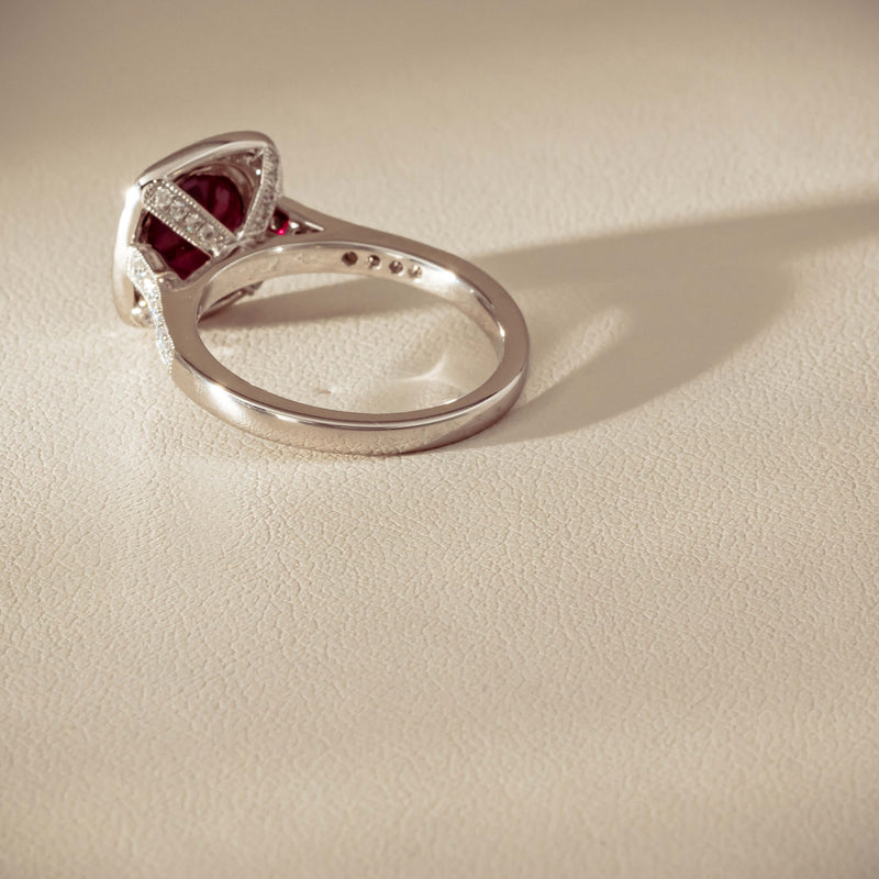 18ct White Gold 2.04ct Ruby & Diamond Cluster Ring - Ring - Walker & Hall