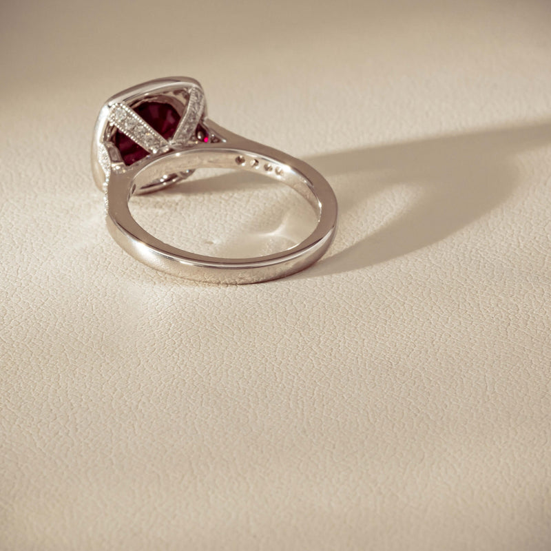 18ct White Gold 2.04ct Ruby & Diamond Cluster Ring - Ring - Walker & Hall