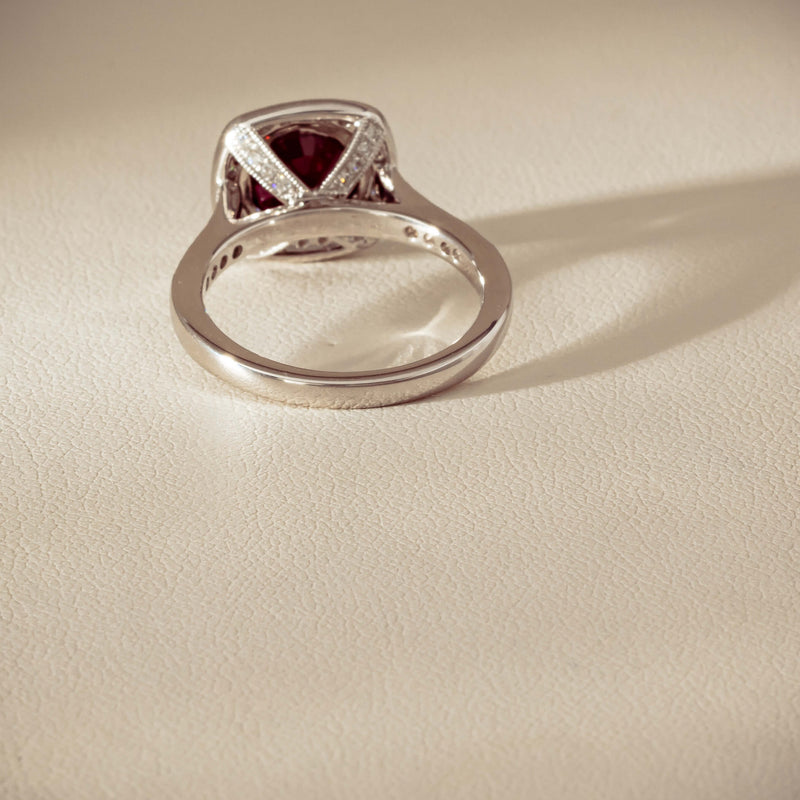 18ct White Gold 2.04ct Ruby & Diamond Cluster Ring - Ring - Walker & Hall