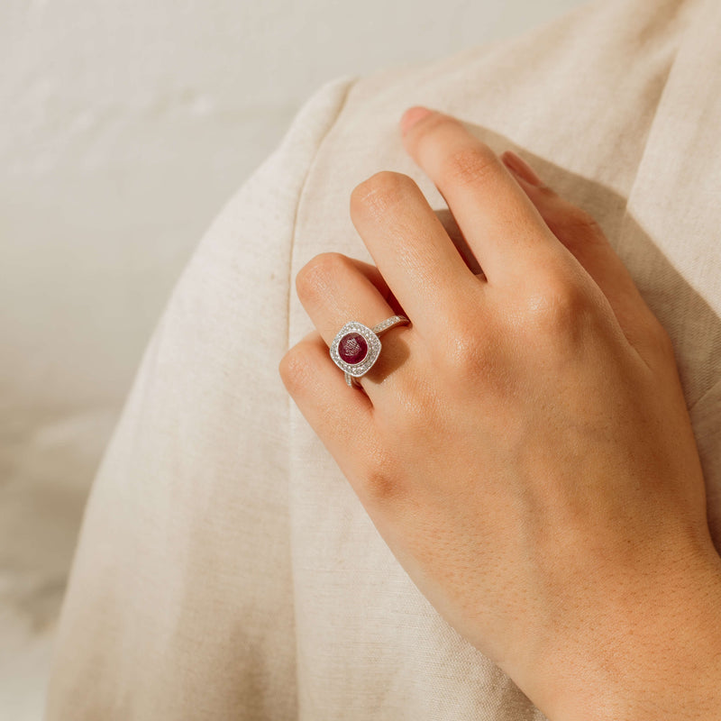 18ct White Gold 2.04ct Ruby & Diamond Cluster Ring - Ring - Walker & Hall