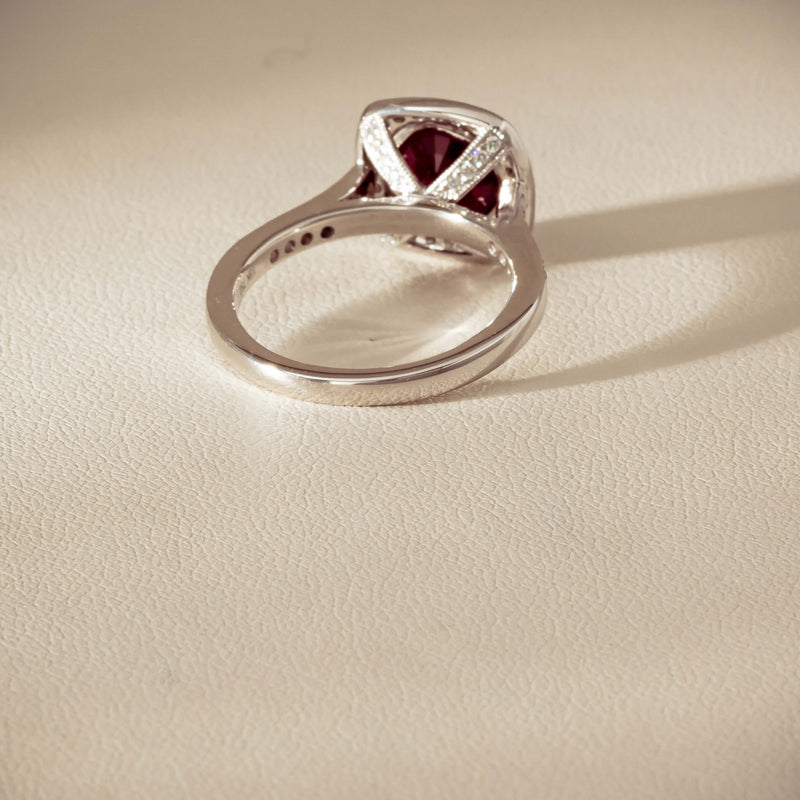 18ct White Gold 2.04ct Ruby & Diamond Cluster Ring - Ring - Walker & Hall