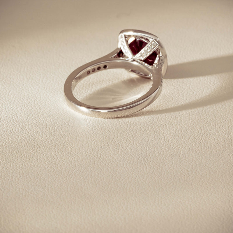 18ct White Gold 2.04ct Ruby & Diamond Cluster Ring - Ring - Walker & Hall