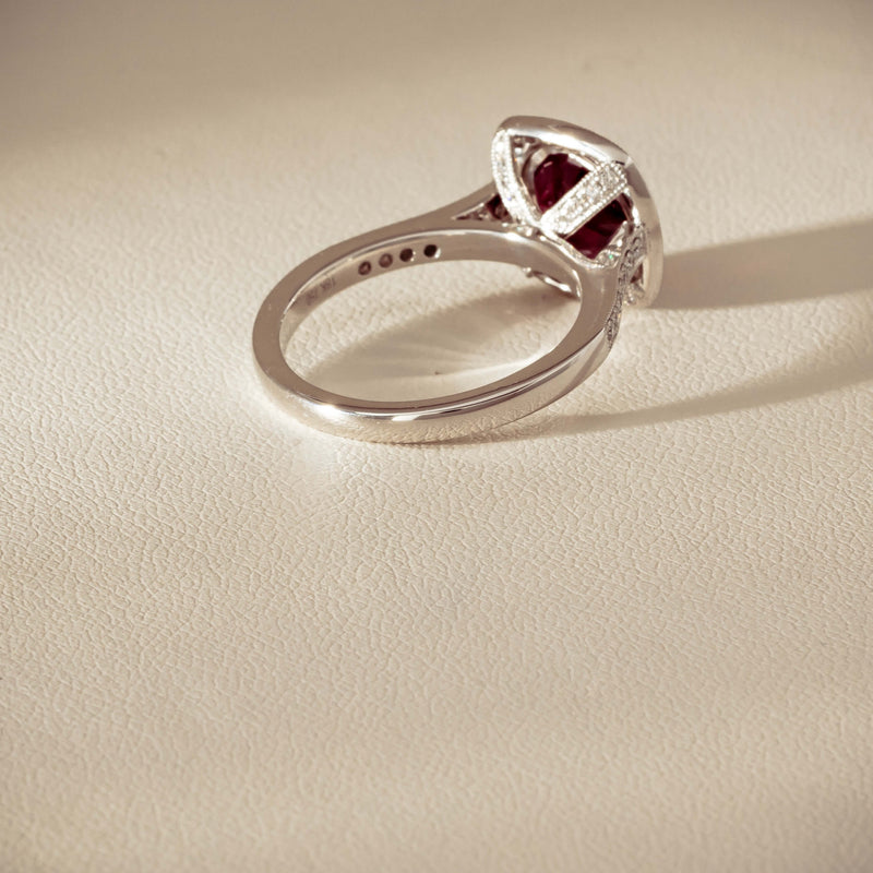 18ct White Gold 2.04ct Ruby & Diamond Cluster Ring - Ring - Walker & Hall