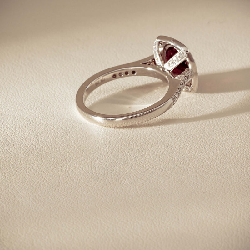 18ct White Gold 2.04ct Ruby & Diamond Cluster Ring - Ring - Walker & Hall