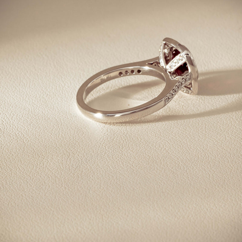 18ct White Gold 2.04ct Ruby & Diamond Cluster Ring - Ring - Walker & Hall