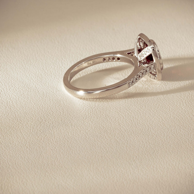 18ct White Gold 2.04ct Ruby & Diamond Cluster Ring - Ring - Walker & Hall