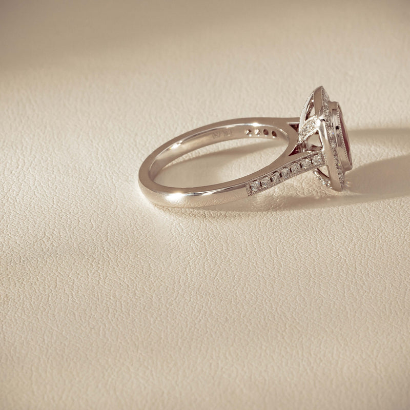 18ct White Gold 2.04ct Ruby & Diamond Cluster Ring - Ring - Walker & Hall