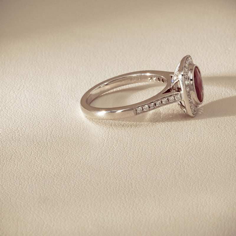 18ct White Gold 2.04ct Ruby & Diamond Cluster Ring - Ring - Walker & Hall