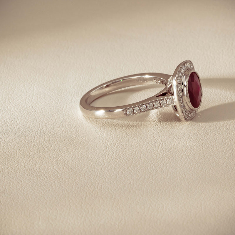 18ct White Gold 2.04ct Ruby & Diamond Cluster Ring - Ring - Walker & Hall