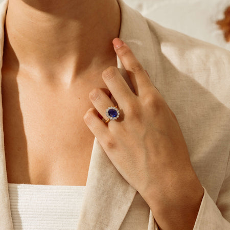 18ct Yellow Gold 3.33ct Sapphire & Diamond Belle Ring - Ring - Walker & Hall