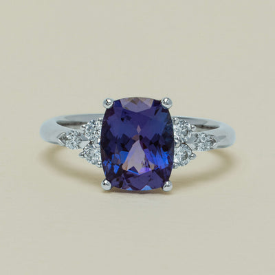 18ct White Gold 2.57ct Tanzanite & Diamond Oriana Ring - Ring - Walker & Hall