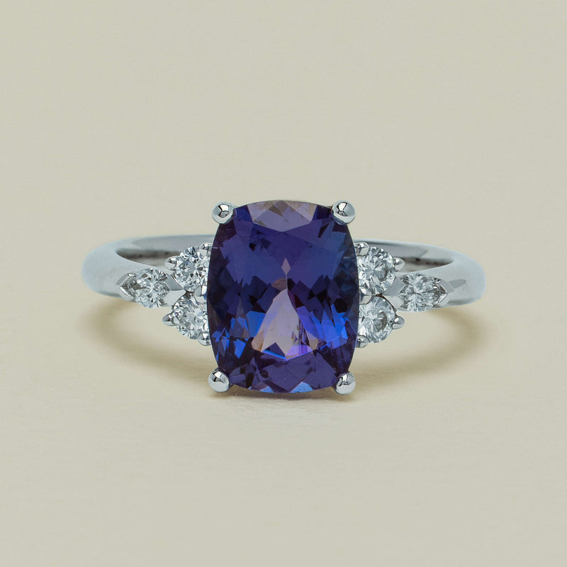 18ct White Gold 2.57ct Tanzanite & Diamond Oriana Ring - Ring - Walker & Hall