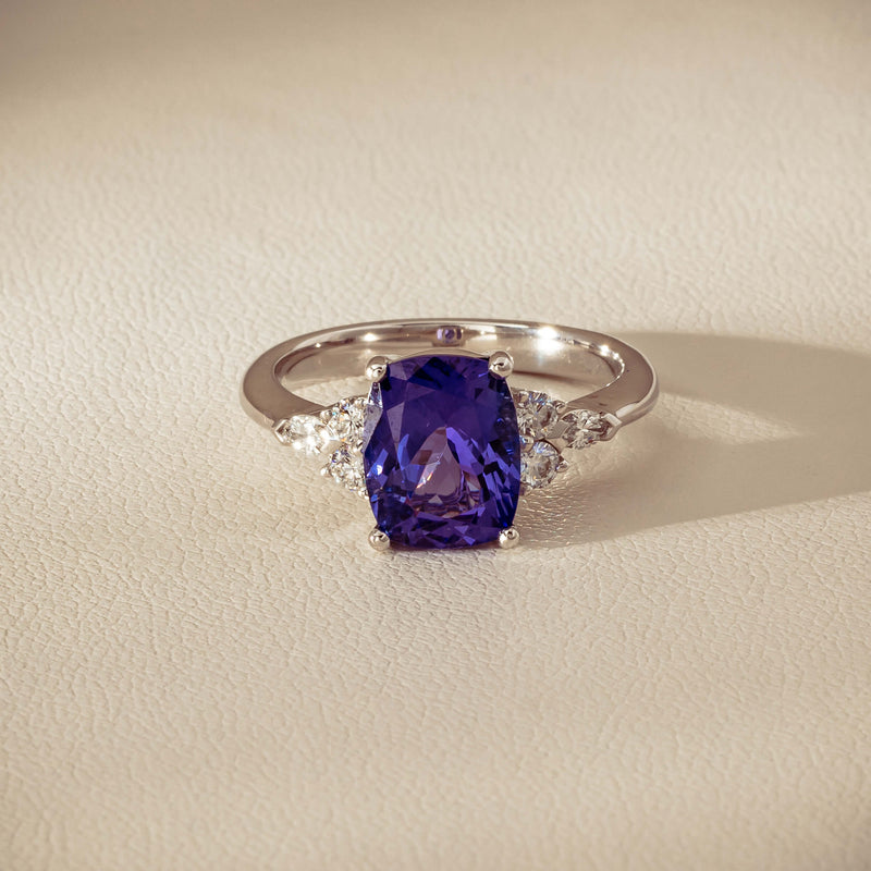 18ct White Gold 2.57ct Tanzanite & Diamond Oriana Ring - Ring - Walker & Hall