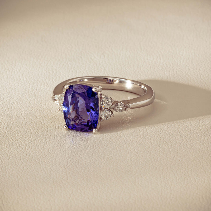 18ct White Gold 2.57ct Tanzanite & Diamond Oriana Ring - Ring - Walker & Hall