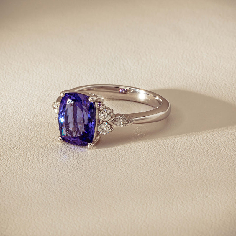 18ct White Gold 2.57ct Tanzanite & Diamond Oriana Ring - Ring - Walker & Hall