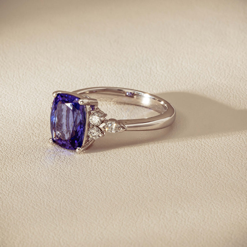 18ct White Gold 2.57ct Tanzanite & Diamond Oriana Ring - Ring - Walker & Hall