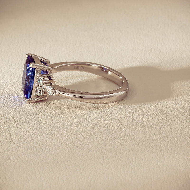 18ct White Gold 2.57ct Tanzanite & Diamond Oriana Ring - Ring - Walker & Hall