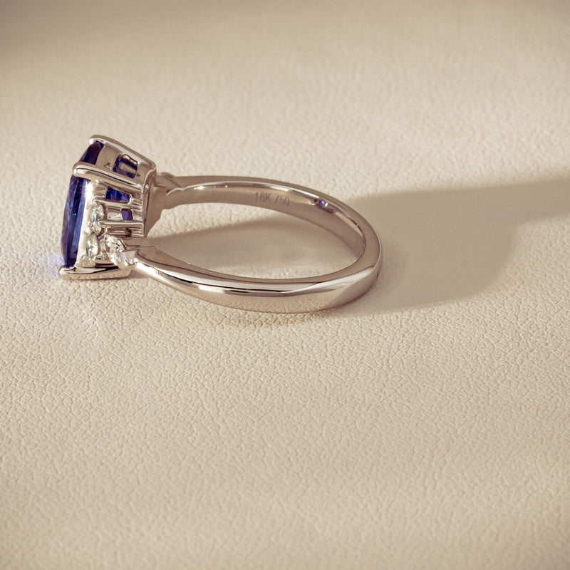 18ct White Gold 2.57ct Tanzanite & Diamond Oriana Ring - Ring - Walker & Hall