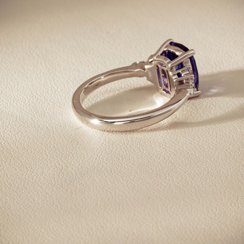 18ct White Gold 2.57ct Tanzanite & Diamond Oriana Ring - Ring - Walker & Hall