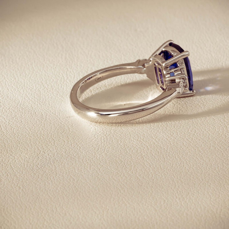 18ct White Gold 2.57ct Tanzanite & Diamond Oriana Ring - Ring - Walker & Hall