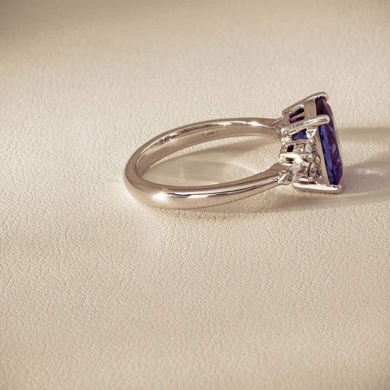 18ct White Gold 2.57ct Tanzanite & Diamond Oriana Ring - Ring - Walker & Hall