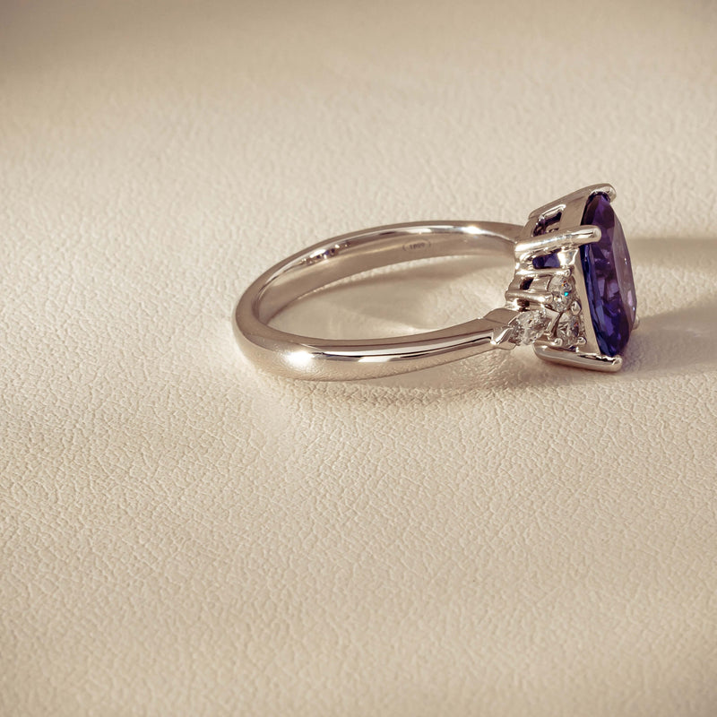 18ct White Gold 2.57ct Tanzanite & Diamond Oriana Ring - Ring - Walker & Hall