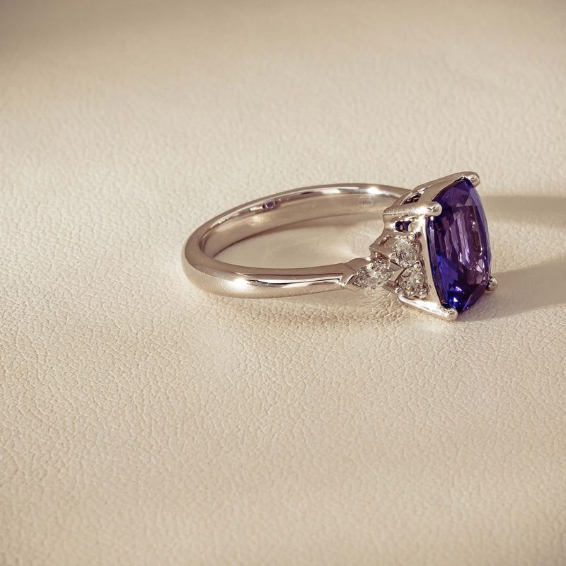 18ct White Gold 2.57ct Tanzanite & Diamond Oriana Ring - Ring - Walker & Hall