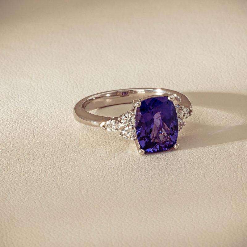 18ct White Gold 2.57ct Tanzanite & Diamond Oriana Ring - Ring - Walker & Hall