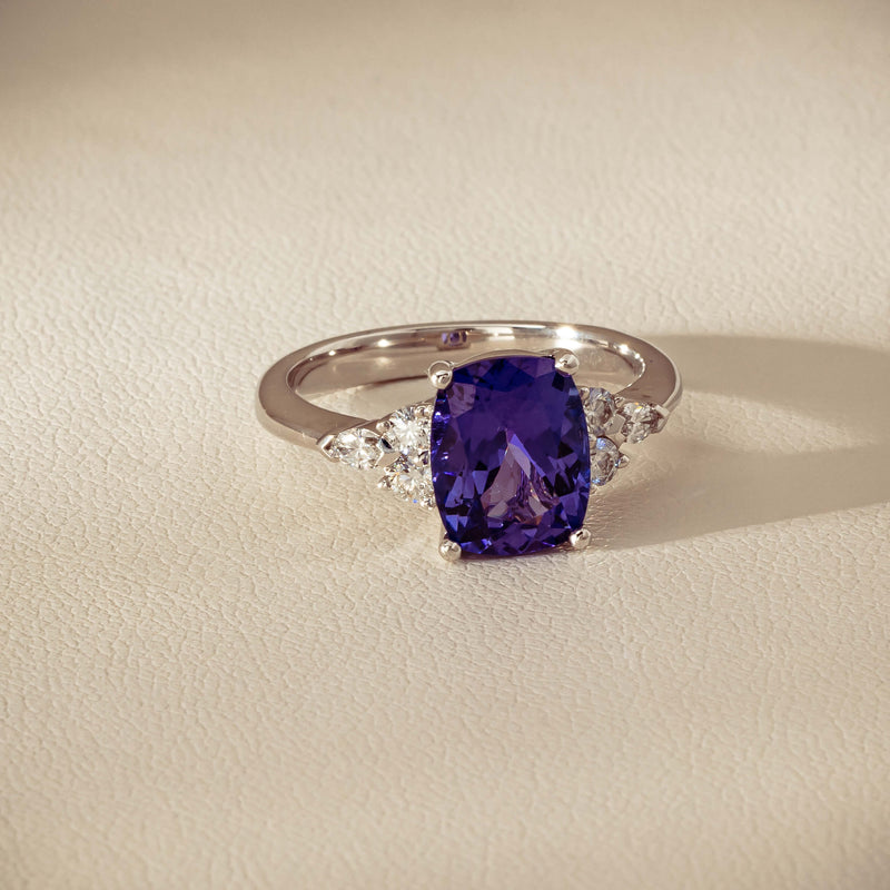 18ct White Gold 2.57ct Tanzanite & Diamond Oriana Ring - Ring - Walker & Hall
