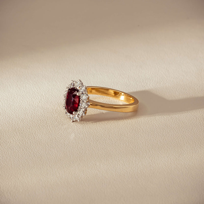 18ct Yellow Gold 1.44ct Ruby & Diamond Belle Ring - Ring - Walker & Hall