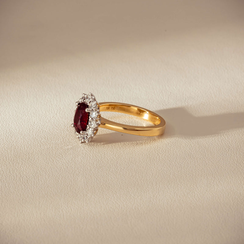 18ct Yellow Gold 1.44ct Ruby & Diamond Belle Ring - Ring - Walker & Hall