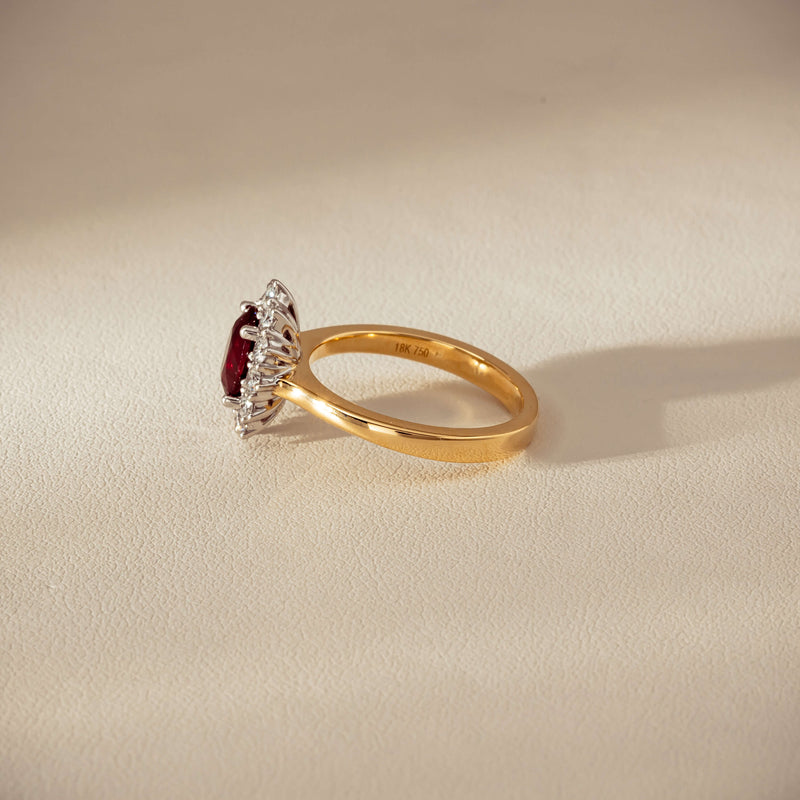18ct Yellow Gold 1.44ct Ruby & Diamond Belle Ring - Ring - Walker & Hall