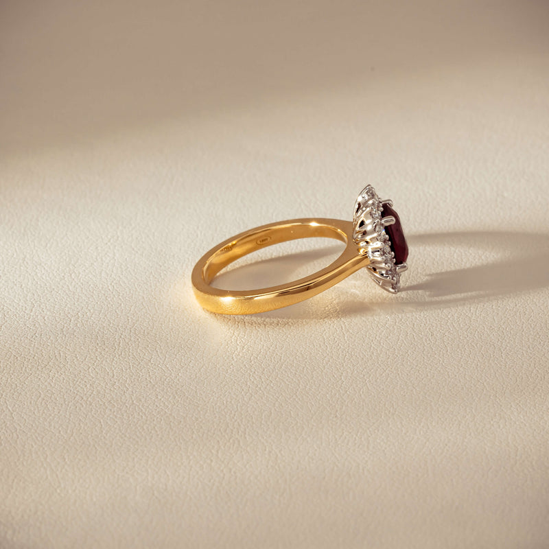 18ct Yellow Gold 1.44ct Ruby & Diamond Belle Ring - Ring - Walker & Hall