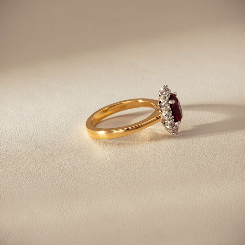 18ct Yellow Gold 1.44ct Ruby & Diamond Belle Ring - Ring - Walker & Hall