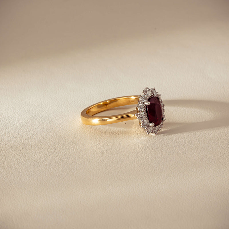 18ct Yellow Gold 1.44ct Ruby & Diamond Belle Ring - Ring - Walker & Hall