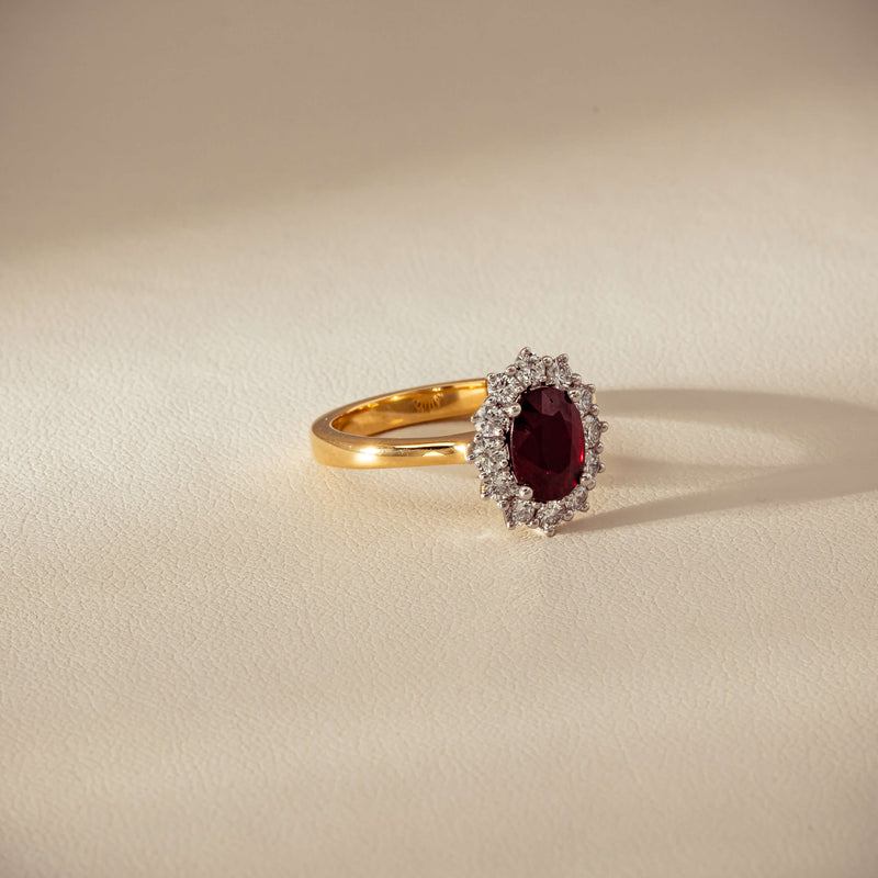 18ct Yellow Gold 1.44ct Ruby & Diamond Belle Ring - Ring - Walker & Hall