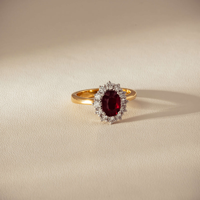 18ct Yellow Gold 1.44ct Ruby & Diamond Belle Ring - Ring - Walker & Hall