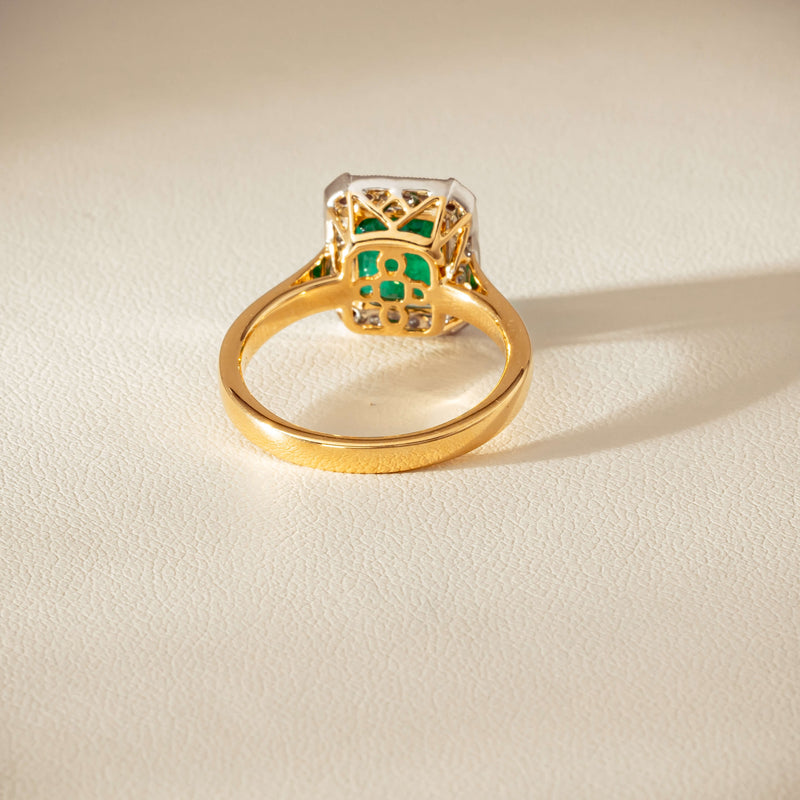 18ct Yellow Gold 2.67ct Emerald & Diamond Empire Ring - Ring - Walker & Hall