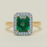 18ct Yellow Gold 2.67ct Emerald & Diamond Empire Ring - Ring - Walker & Hall
