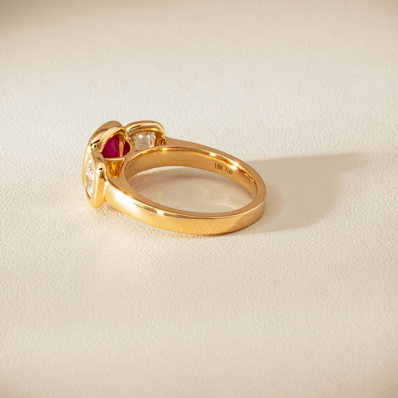 18ct Yellow Gold 1.52ct Ruby & Diamond Three-Stone Natalia Ring - Ring - Walker & Hall