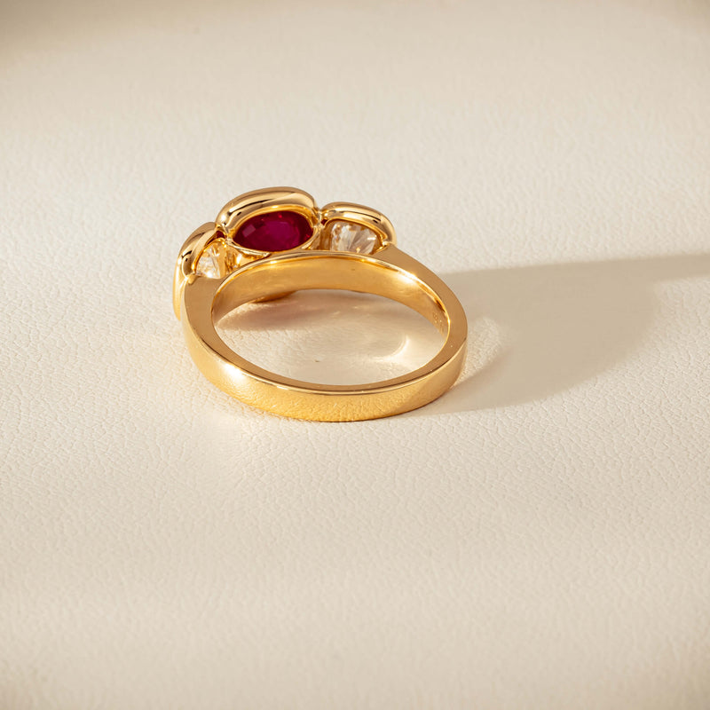 18ct Yellow Gold 1.52ct Ruby & Diamond Three-Stone Natalia Ring - Ring - Walker & Hall